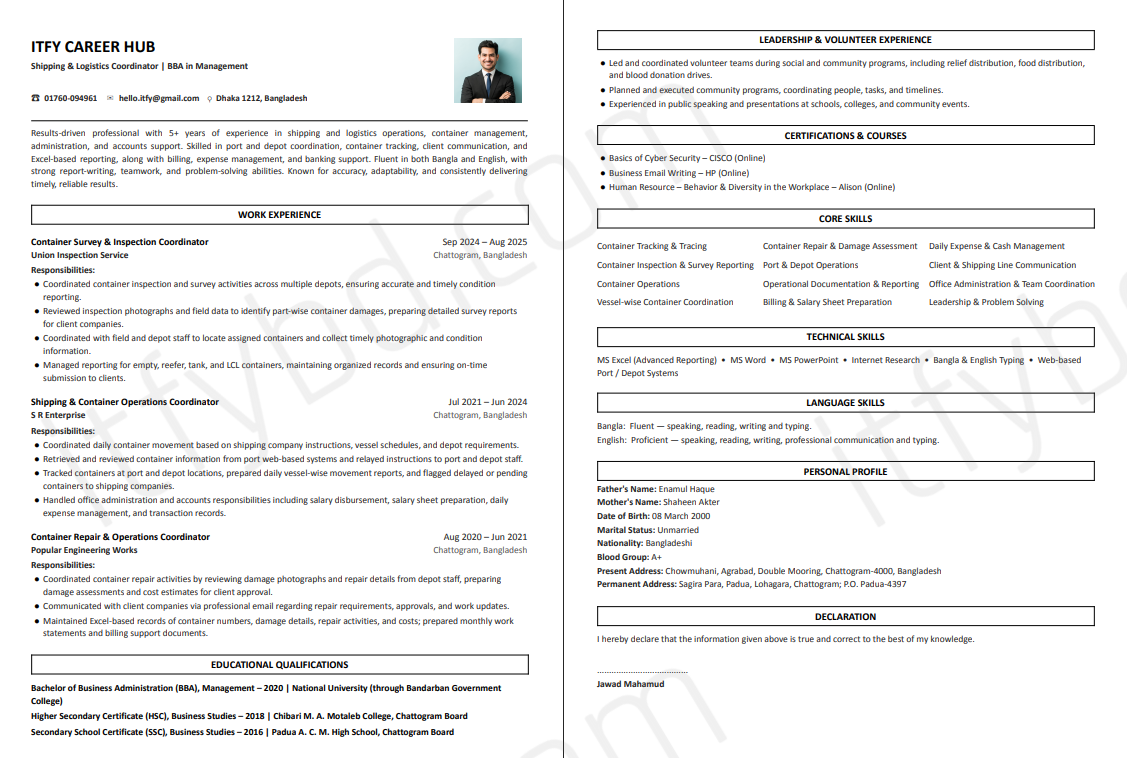 ২৭০+ প্রিমিয়াম ATS Friendly CV টেমপ্লেট 7
